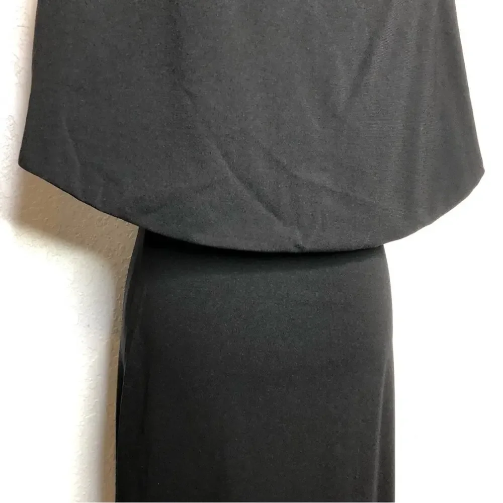 Nicole Miller Collection black cape off shoulder sheath dress size 12 NWT chic